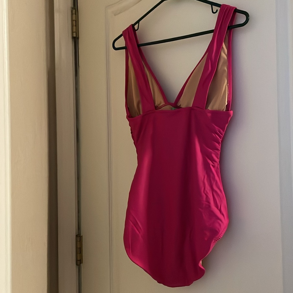 NWT J. Crew Ruched V-neck One-Piece Magenta Orchid 10 Beach Vacation Resort‎ - Picture 3 of 7